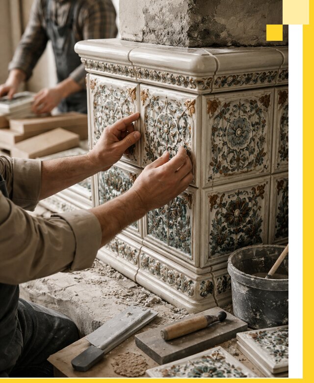 Изразцовые камины под ключ в Соли-Илецке: проект и монтаж