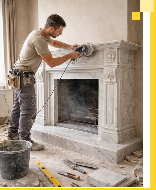 Изготовление и установка мраморных каминов в Соли-Илецке под ключ