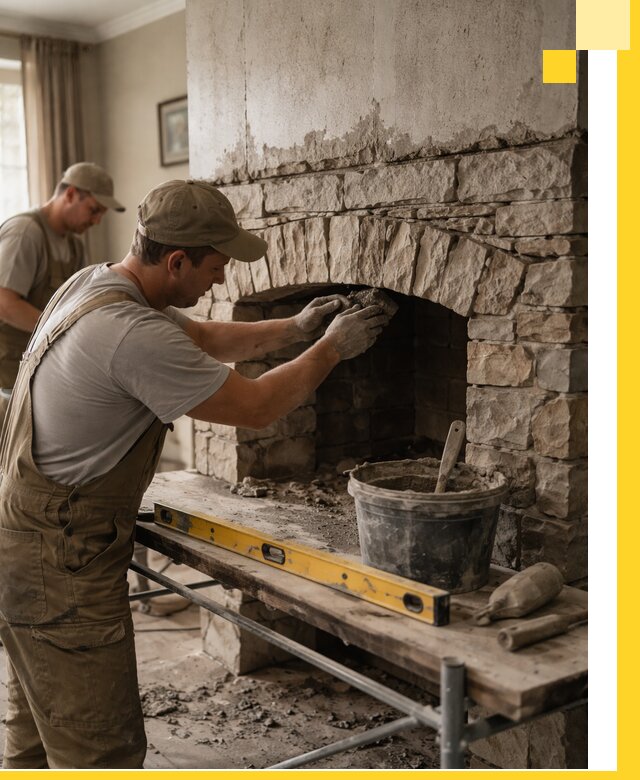 Изготовление каминов под ключ в Соли-Илецке, монтаж и отделка