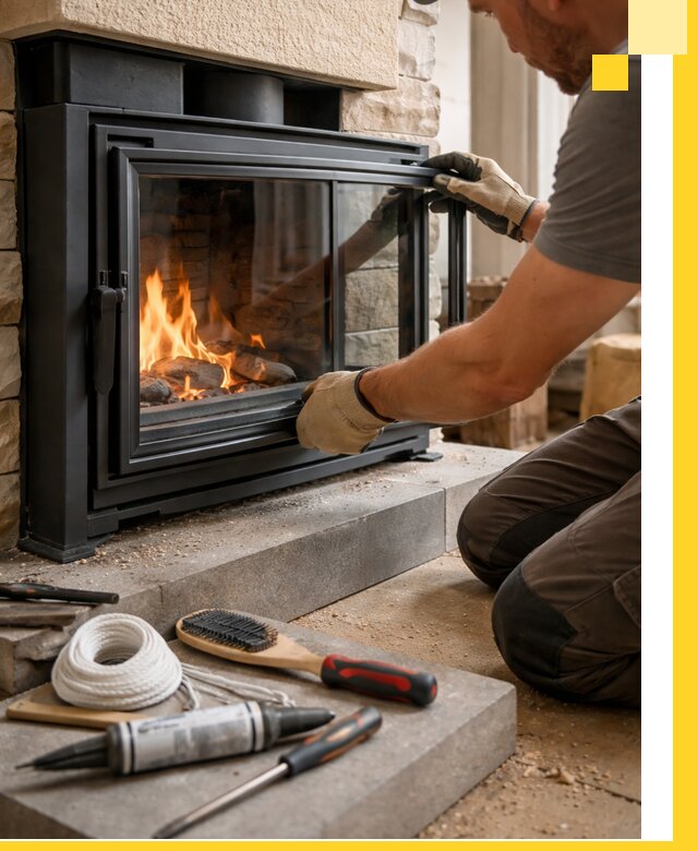 Производство, монтаж и доставка каминов со стеклом в Соли-Илецке