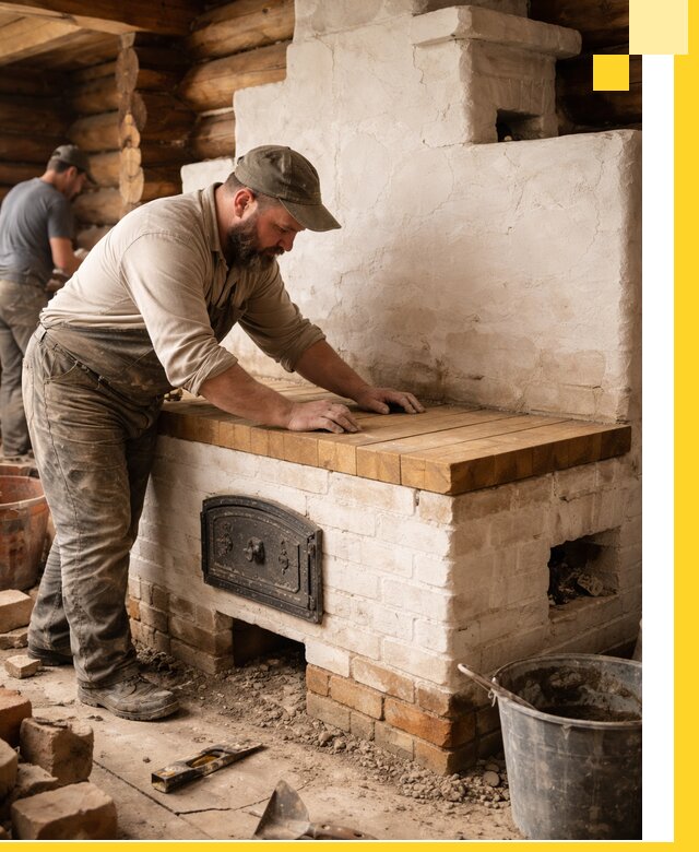 Проектирование и установка русской печи с лежанкой в Соли-Илецке