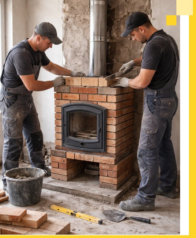 Монтаж печи камина под ключ в Соли-Илецке с гарантией и пусконаладкой