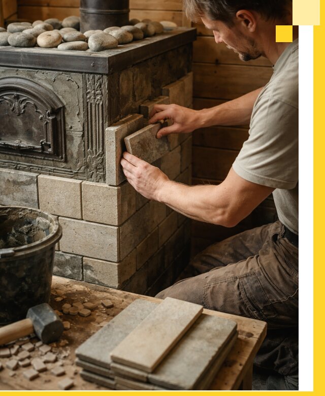 Облицовка банных печей в Соли-Илецке профессиональная отделка