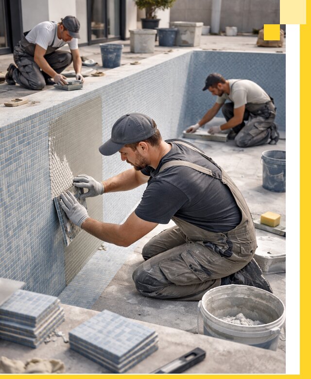 Облицовка бассейнов в Соли-Илецке плитка мозаика гидроизоляция