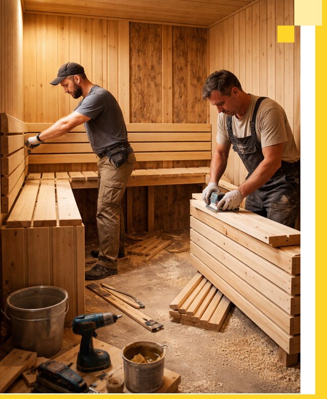 Профессиональный комплексный ремонт саун под ключ в Соли-Илецке