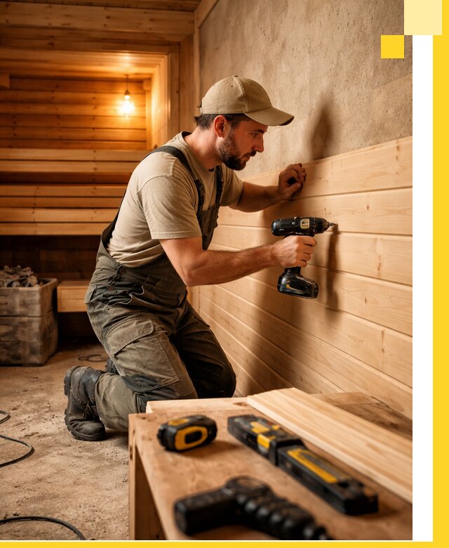 Профессиональная внутренняя отделка бани в Соли-Илецке под ключ