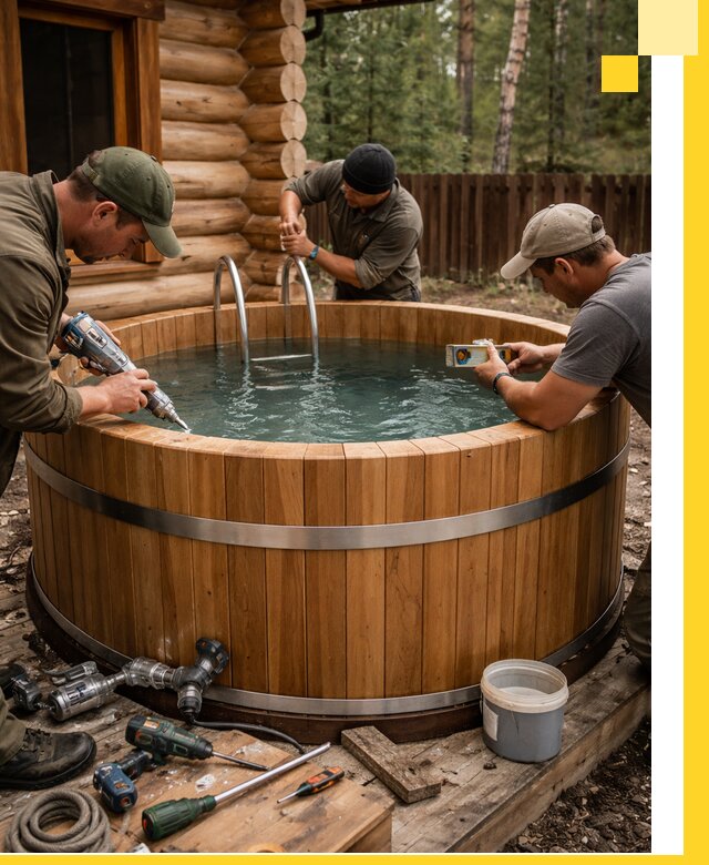 Строительство бань с купелью под ключ и отделкой в Соли-Илецке