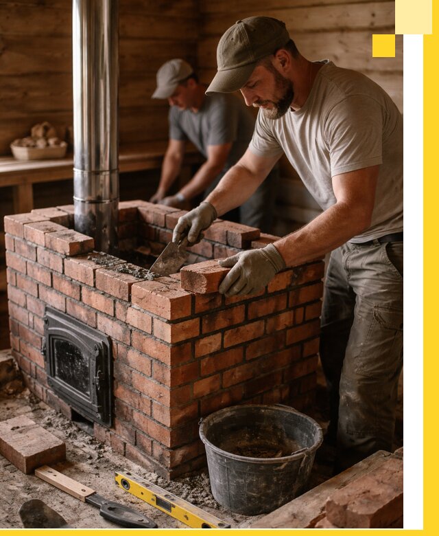 Кирпичные печи для бани под ключ в Соли-Илецке, проект и монтаж