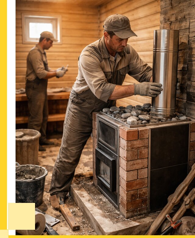 Монтаж печи в бане под ключ в Соли-Илецке от 20836 р. | ЭриданСои