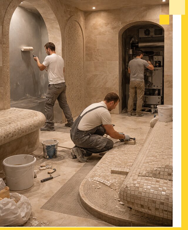 Строительство бани с хамамом и бассейном под ключ в Соли-Илецке