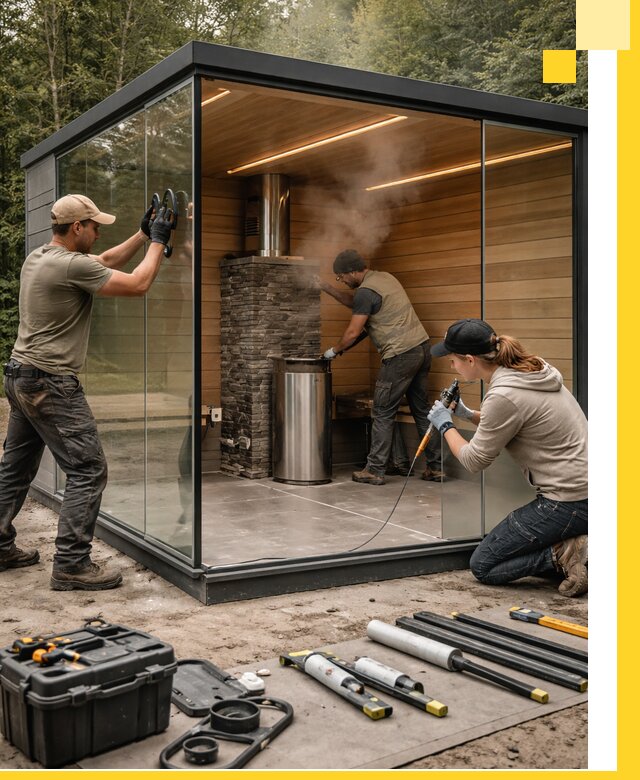 Проектирование и строительство стеклянных бань в Соли-Илецке