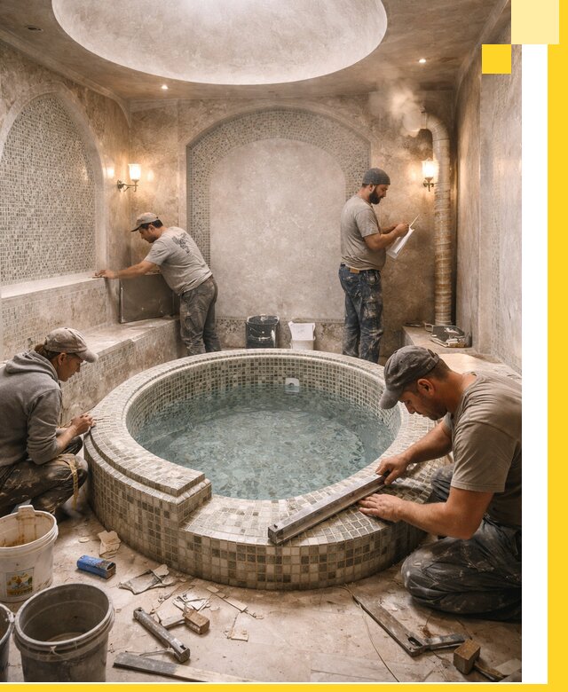 Профессиональное строительство хамама с бассейном в Соли-Илецке под ключ