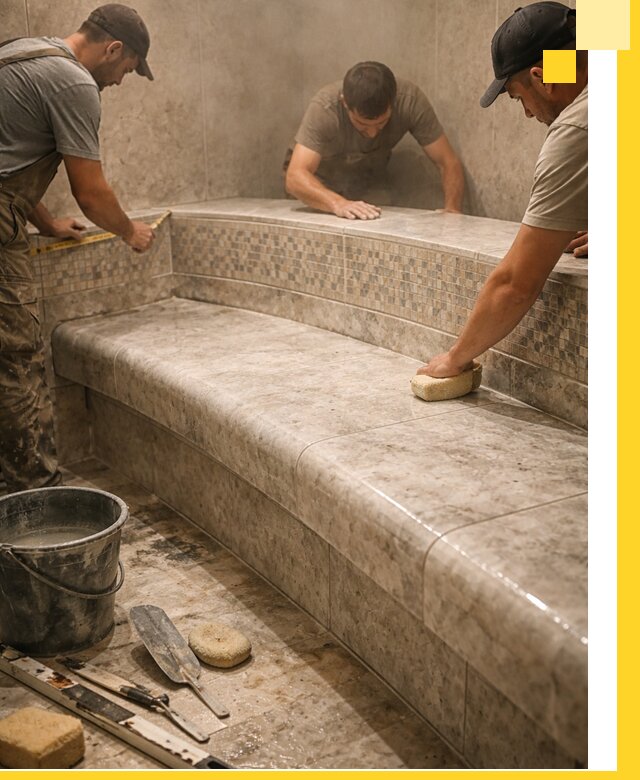 Изготовление и установка сидений для хамама в Соли-Илецке